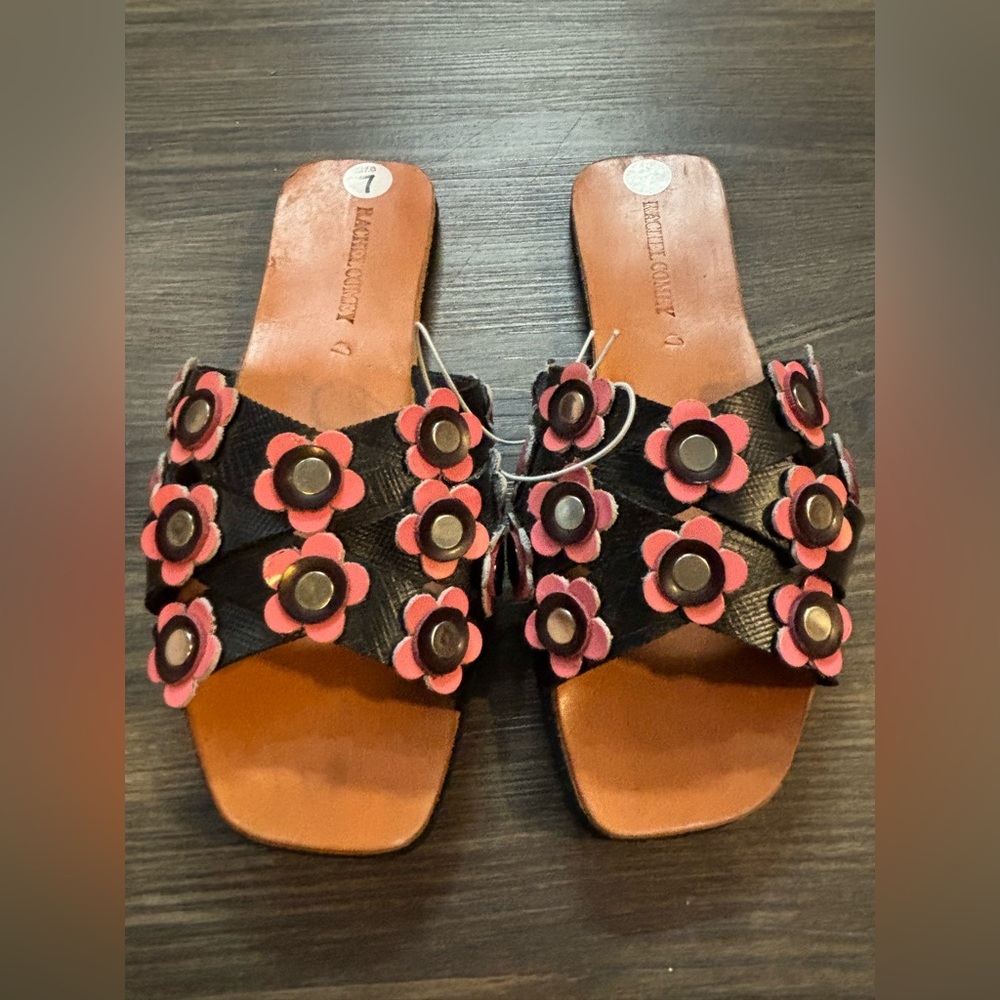 NEW Rachel Comey Acta Sandals Pink Flowers Criss Cross Slides - Picture 3 of 5
